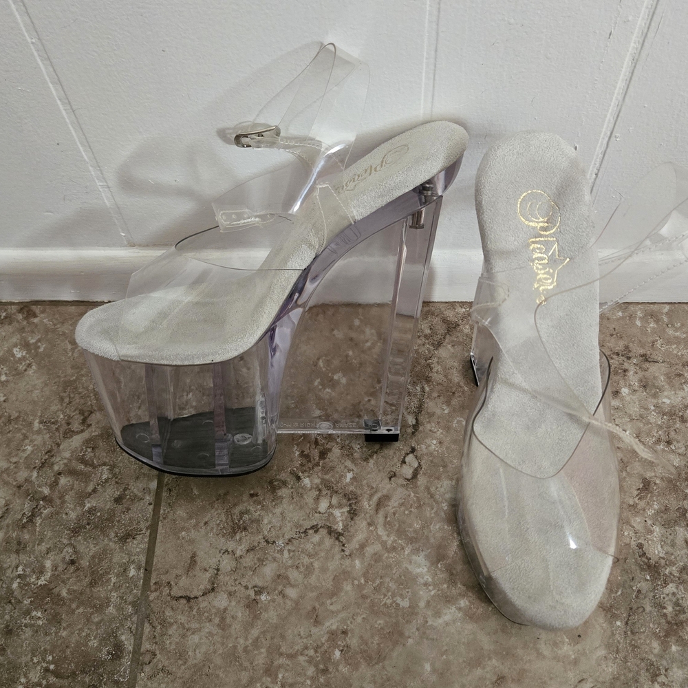 Pleaser Clear Platform Wedge Heels